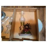 Vintage Ceramic Mini Oil Lamp w/ Moonshiner &