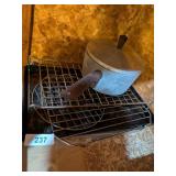 Assorted Pans, Wire Racks & Bathroom Scales