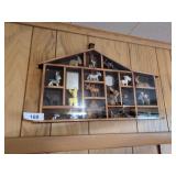 Shadow Box w/ Assorted Donkey Figurines