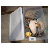 Small Plastic Tote w/ Lid + Seashells Geodes