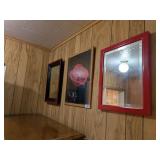 (2) Wall Mirrors & Rose Wall Art