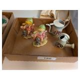 (2) Tin Water Cans & Girl Figurines Marked ...
