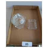 Coin Glass Lidded Candy Jar + Coin Glass Ashtray