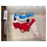 (3) Bird Beanie Babies in Small Tote w/ Lid