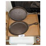 (2) Cast Iron Flat Skillets