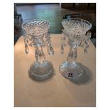 Pair of Unique Candle Holders w/ Prism Accents