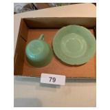 Jadite Green Tea Cup & Saucer