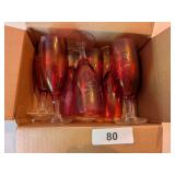 (8) Cranberry Red Stemmed Cordial Glasses