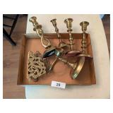 Brass Candlesticks, Wall Sconce & Napkin Holder