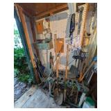 Tool Rack w/ Hand Tools + Contents on Peg Board