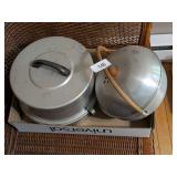 Aluminum Cake & Pie Carrier + Aluminum Bun Warmer