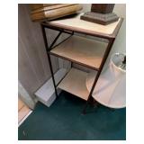 Metal Frame Table w/ Plastic Trash Can