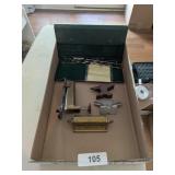 Vintage Drafting Set, Brass Desk Calendar &