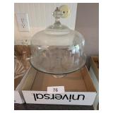 Pedestal Cake Plate w/ Large Etched Dome Cover
