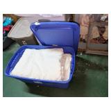 (3) Large White Chenille Spreads in Tote w/ Lid