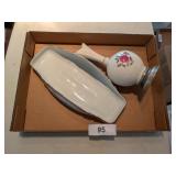 Hand Painted Bread Server & Vase