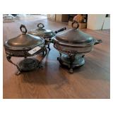 (3) Plated Chaffers + Plated Trays & Serving Pcs.