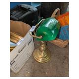 Brass Librarian Lamp w/ Emerald Green Shade