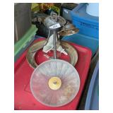 Vintage Ceiling Light Fixtures in Tote w/ Lid