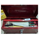 Metal Tool Box w/ Small Paint Supplies