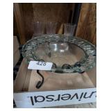 Decorative Bowl w/ Metal Stand + Stemmed Glasses