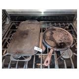 (2) Cast Iron Griddles