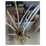 Christmas Decor in Tote w/ Lid + Painted Twigs