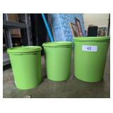 (3) Green Tupperware Canisters