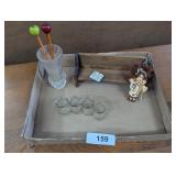 (4) Individual Creamers, Miniature Church Pew &