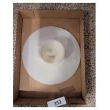 Vintage Milk Glass Cake Plate w/ Gold Trim