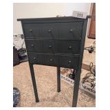 Country Green Corner Table w/ Drawers