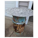 Old Milk Can w/ Plywood Table Top