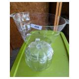 Glass Pumpkin Candy Jar + Clear Beverage Bucket