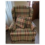 Bayne Plaid Wing Back Chair w/ Matching Pillows