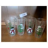 (Set of Four) Snowman Christmas Glasses