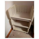 Three Bin Plastic Rolling Stackable Storage