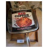 Red Copper Square Pan w/ Lid
