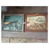 (2) Vintage Canvas Paintings Military Scenes