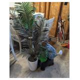 Artificial Palm Tree, (2) Sprinkler Cans &