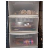 (3) Storage Drawers w/ Contents
