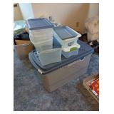 Tote w/ Lid & Other Plastic Storage Boxes