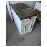 Barnwood Look Side Table Wiring for Lamp, +