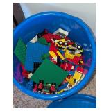 Legos in Plastic Storage Bucket