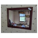 Framed Wall Mirror - Burgundy Color
