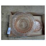 Pink Bowl & (2) Small Plates & Large Clear Bowl