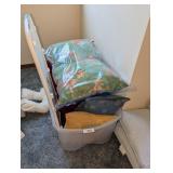 Tote w/ Lid + Throw Pillows