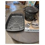 Small Graniteware Steamer, Roaster Pan &