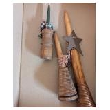Primitive Wood Spool Candle Holders