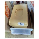Plastic Sewing Basket w/ Contents + Singer Cams