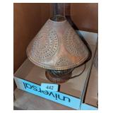 Copper Look Tin Punch Lamp - Needs Chimney